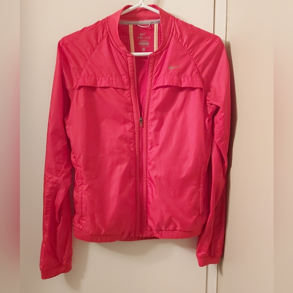 NIKE dri fit red zip up jacket, size small (S)